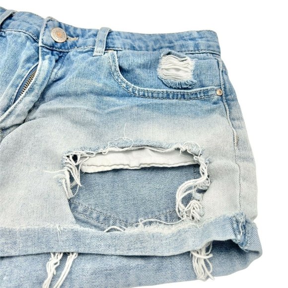 Forever 21 Blue Ombre Denim Distressed Shorts Size 28 Waist - Picture 4 of 7